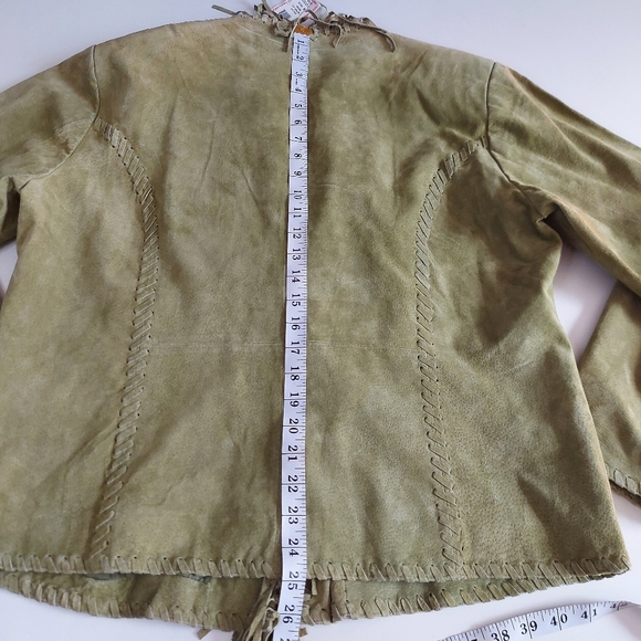 CHICO'S DESIGN Green Leather Jacket Size 3 ($198 New) - Picture 12 of 17